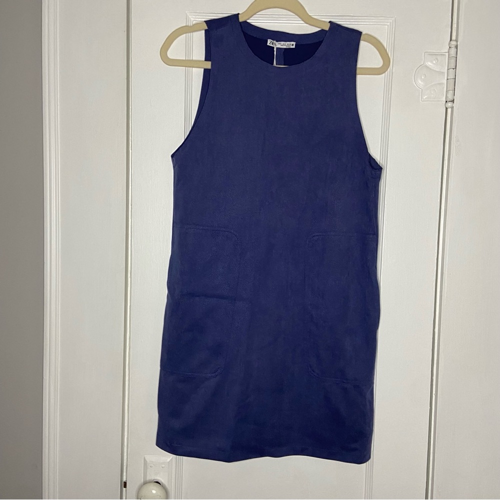 Zara Mini Picnic Preppy Shift Dress With Pockets Small NEW